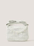 Monsoon green lace bag with pearl charms, imported from the UK