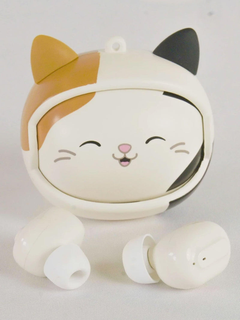 Squishmallows white SQM Spin wireless earphones, imported from the UK