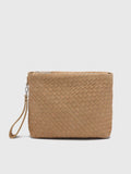 Whistles nude Avah woven suede zip clutch (British brand)