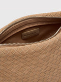 Whistles nude Avah woven suede zip clutch (British brand)