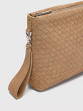 Whistles nude Avah woven suede zip clutch (British brand)