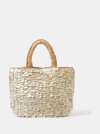 Next Accessorize Cream Mother of Pearl Raffia Handheld Bag- Buy online at McGrocer