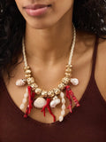 Accessorize coral reef necklace with real seashells and beads (British brand)