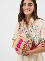 Next Accessorize Cream Stripe Raffia Clutch Bag- Buy online at McGrocer