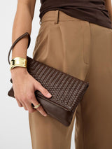 Next Accessorize Brown Woven Leather Clutch Bag- Buy online at McGrocer