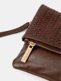 Accessorize brown woven leather clutch bag, imported from the UK