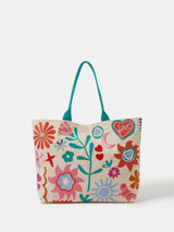 Next Accessorize Cream Floral Embroidered Shopper Bag- Buy online at McGrocer