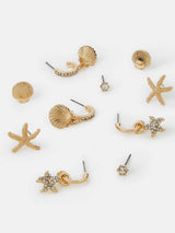 Next Accessorize Gold Tone Beach Seashell and Hoop Earrings 5 Pack- Buy online at McGrocer