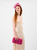 Next Accessorize Pink Ruched Faux Suede Clutch Bag- Buy online at McGrocer