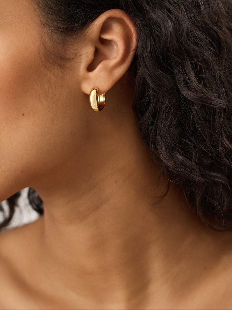 Accessorize gold tone stainless steel chunky hoop earrings 2 pack, imported from the UK