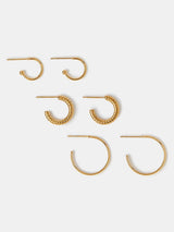 Next Accessorize Gold Tone Stainless Steel Mix Hoop Earrings 3-Pack- Buy online at McGrocer
