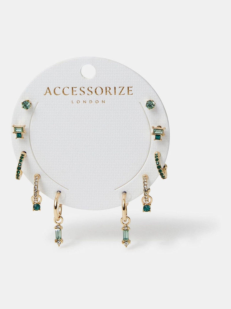 Accessorize gold tone stud and hoop earrings 5 pack - British product