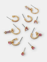Next Accessorize Gold Tone Gem Diamanté Stud & Hoop Earrings 5 Pack- Buy online at McGrocer