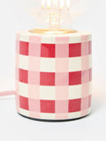 Oliver Bonas Burgundy Rasa chequered ceramic desk lamp base, UK version
