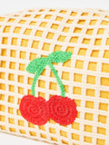 Oliver Bonas yellow crochet cherry makeup bag 140x220mm (British brand)
