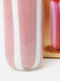 Oliver Bonas glass vase pink stripes 25cm, UK version