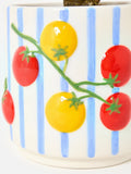 Oliver Bonas ceramic plant pot blue stripe tomato 18cm, imported from the UK
