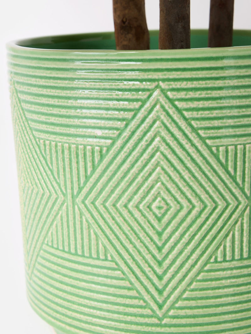 Oliver Bonas Green Cerchio ceramic plant pot, imported from the UK