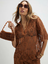 Next River Island Brown Beaded Clutch Bag- Buy online at McGrocer