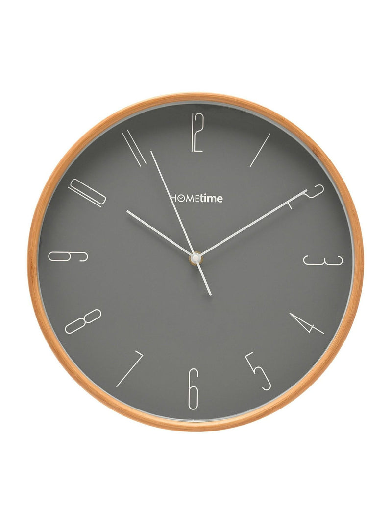 Widdop oak bamboo wall clock with grey dial - British product