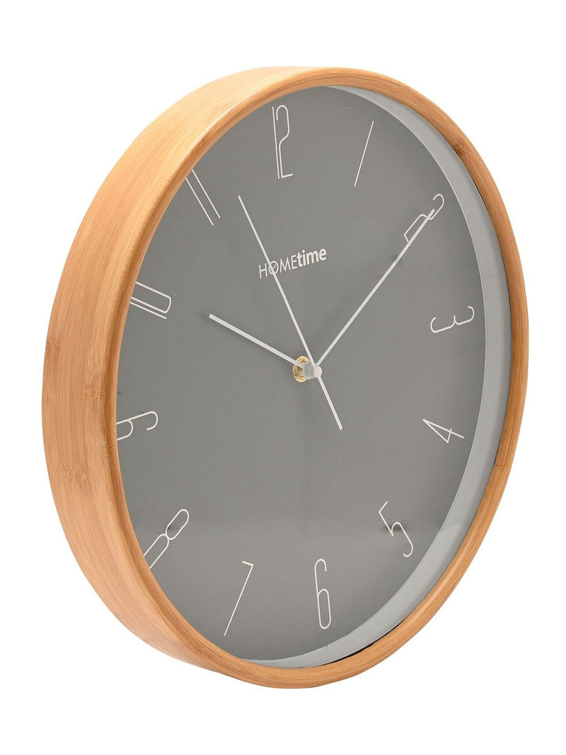 Widdop oak bamboo wall clock with grey dial - British product