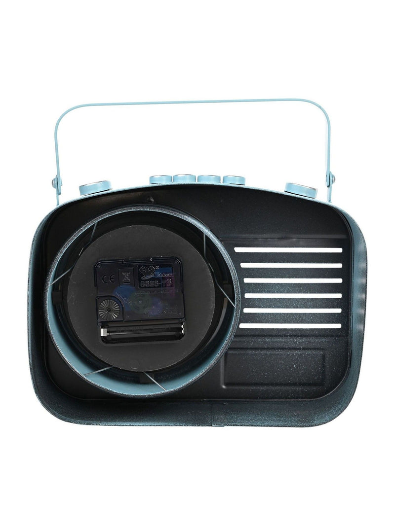 Widdop blue retro radio mantel clock 20cm, UK version