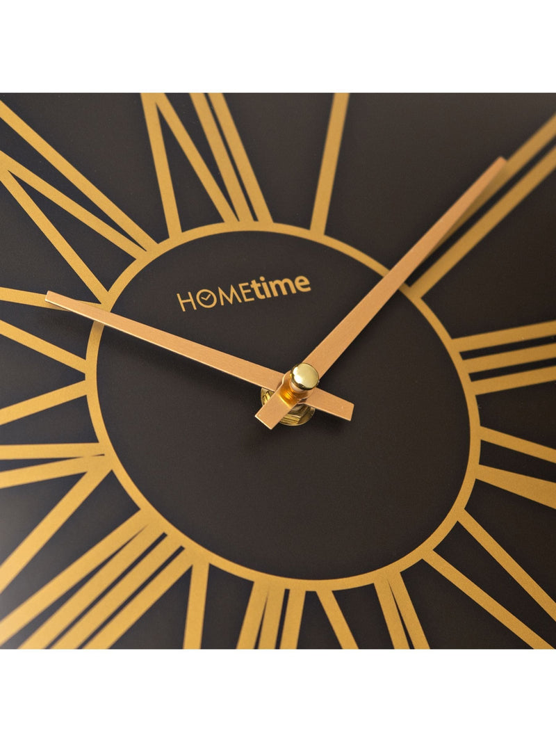 Widdop gold aluminium wall clock with black dial, UK version