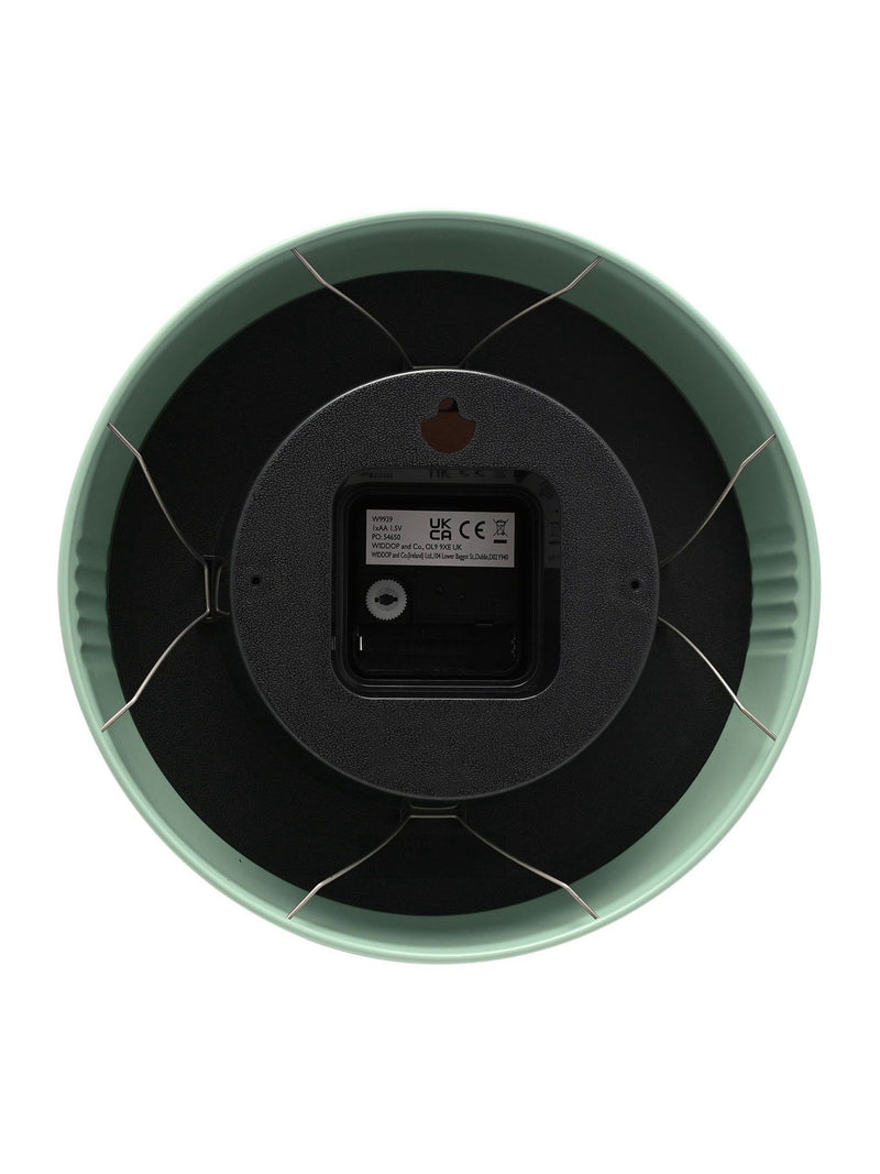 Widdop round retro wall clock mint green 24cm, UK version