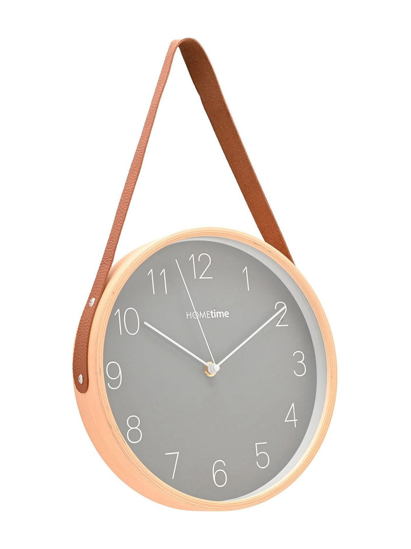 Widdop oak wall clock with hanging belt - British product