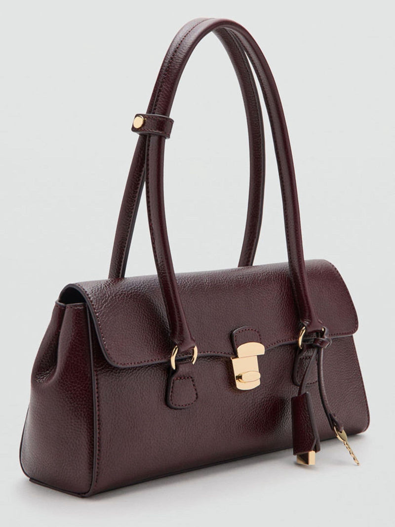 Mango red faux leather padlock shoulder bag - British product