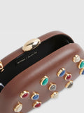River Island brown gem hard shell clutch 11.5x9.5cm - British product
