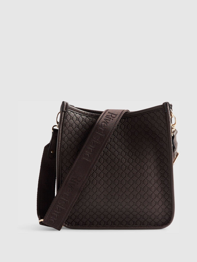 River Island brown embossed pocket messenger bag imported from the UK