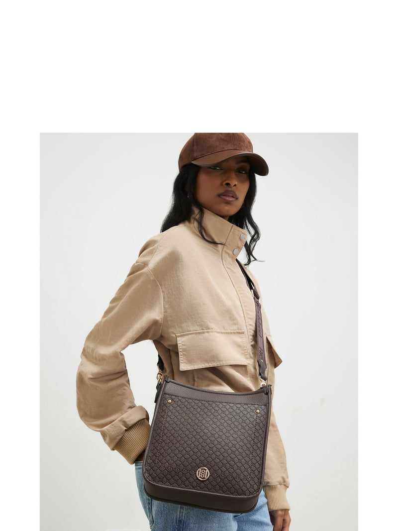 River Island brown embossed pocket messenger bag imported from the UK