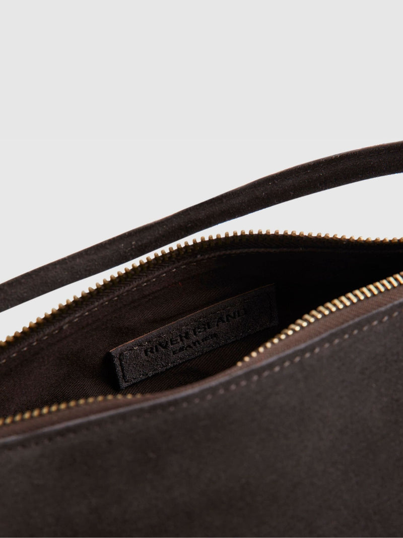 River Island brown fringe leather cylinder bag - British product