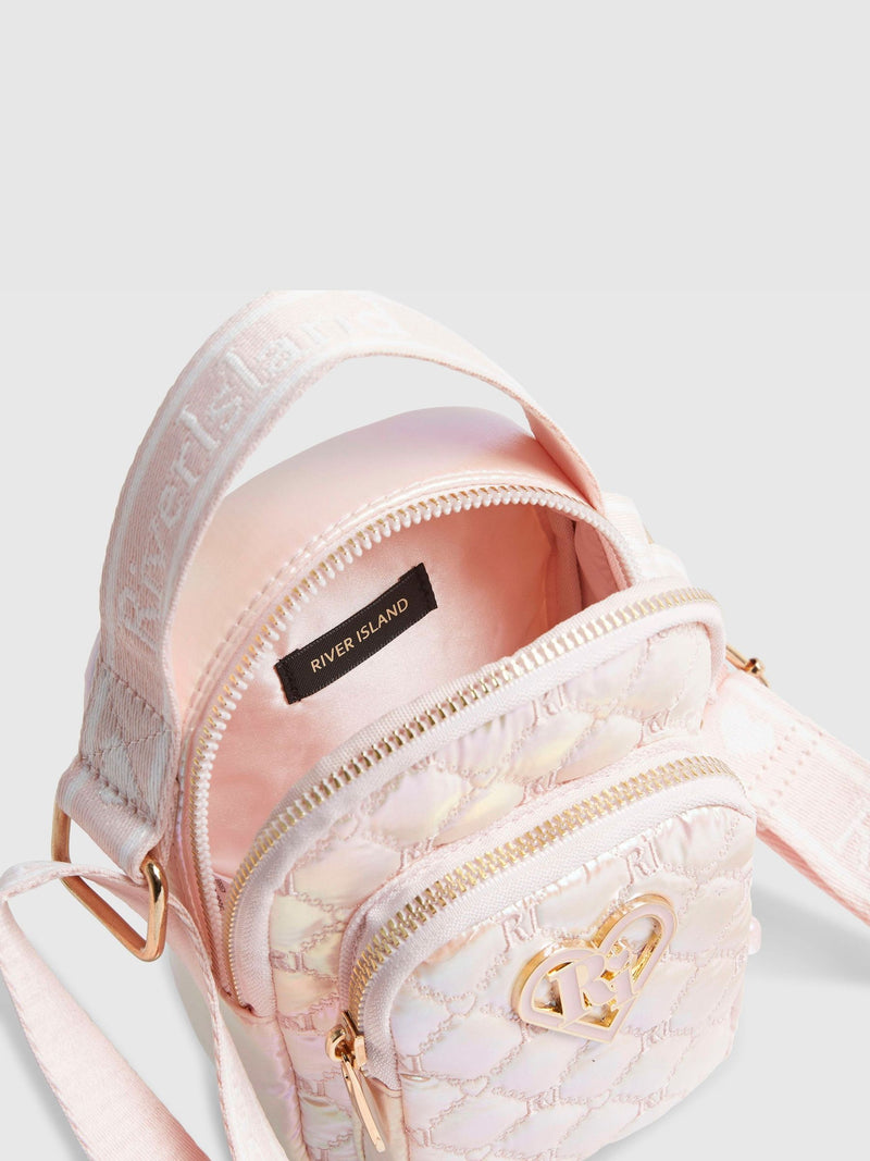 River Island pink quilted nylon festival bag, UK version
