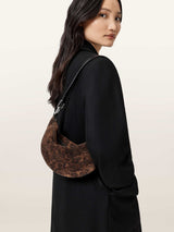 Next AllSaints Brown Luna Leopard Print Suede Micro Bag- Buy online at McGrocer