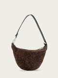 AllSaints brown suede micro bag leopard print, imported from the UK