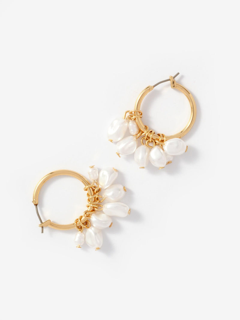 Mint Velvet gold tone hoop earrings with pearl drops - British product