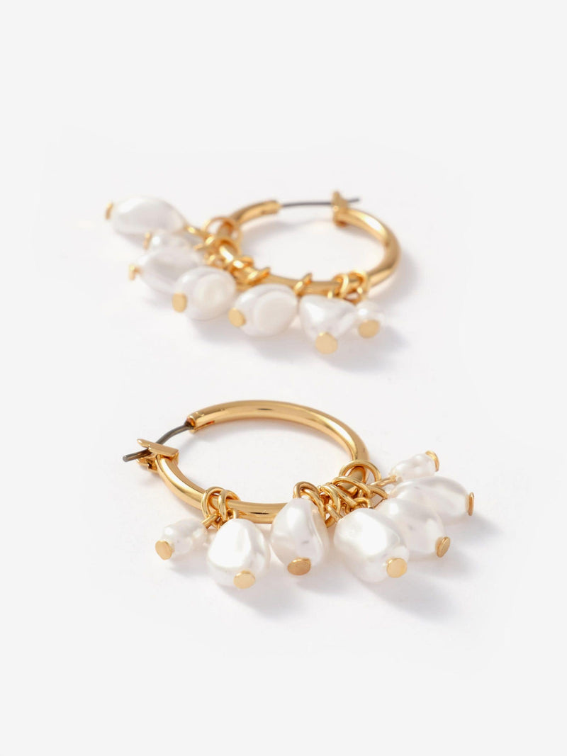 Mint Velvet gold tone hoop earrings with pearl drops - British product