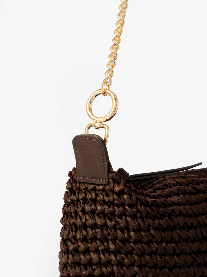 Mint Velvet Brown Jonni Woven Cross-Body Bag, imported from the UK