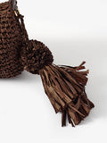 Mint Velvet Brown Jonni Woven Cross-Body Bag, imported from the UK