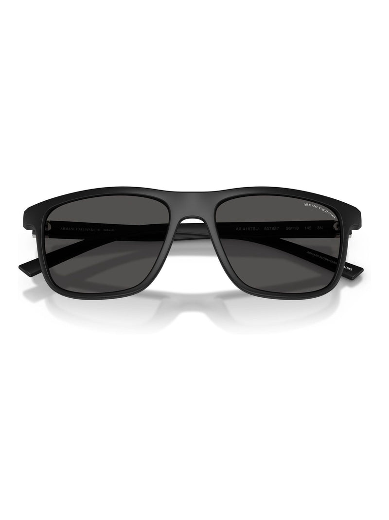 Armani Exchange black rectangular sunglasses with grey lenses (British brand)