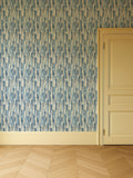 Clarke and Clarke Blue Elements Cityscape A4 wallpaper sample - British product
