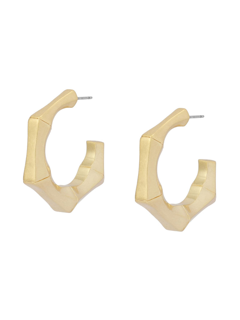 AllSaints gold tone Clara bamboo hoop earrings small, imported from the UK