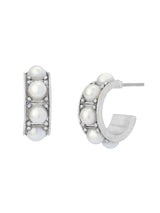 Next AllSaints Silver Tone Nellie Pearl Huggie Earrings- Buy online at McGrocer