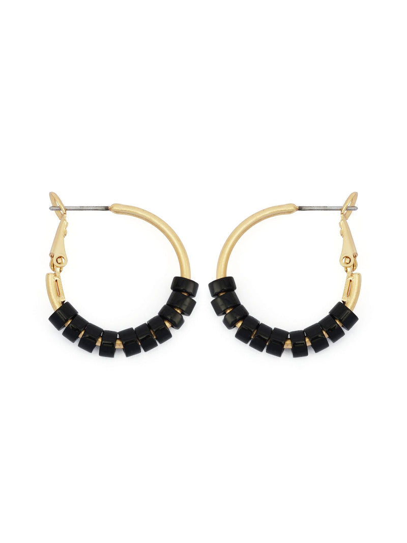 AllSaints gold tone Clara beaded hoop earrings, imported from the UK