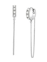 Next AllSaints Silver Tone Nellie Pearl Chain Hoop Earrings- Buy online at McGrocer
