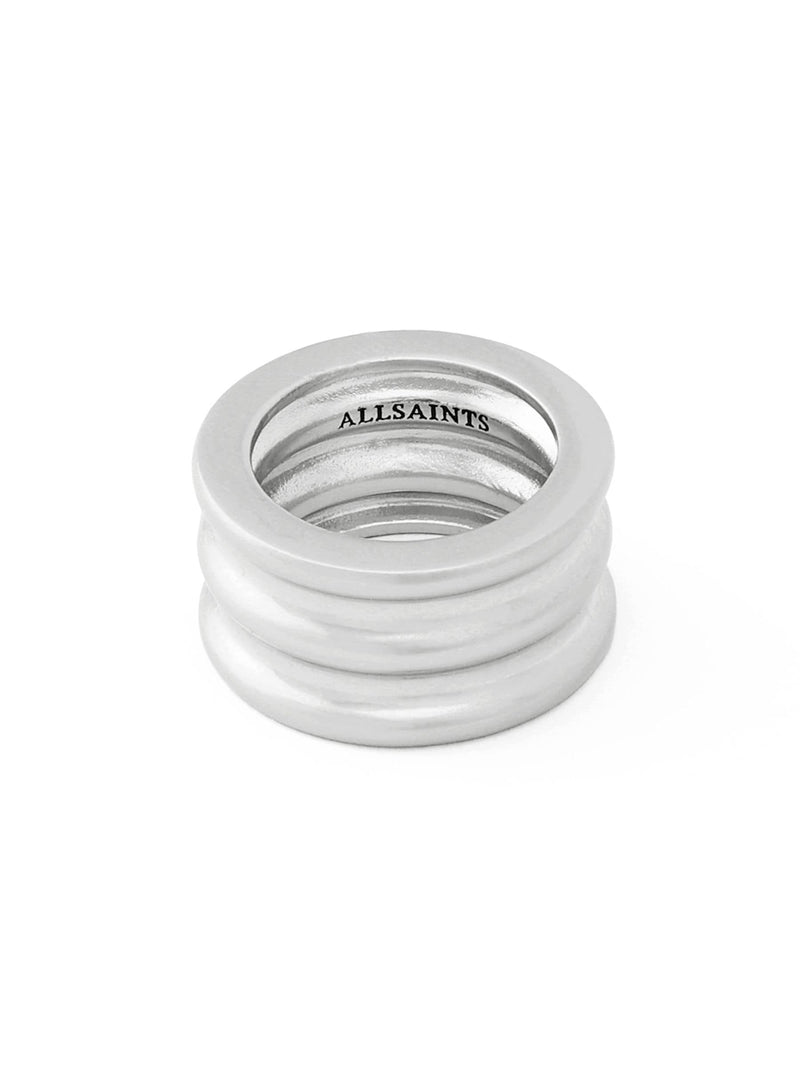 AllSaints Janna multi tube band ring, silver tone - British product