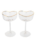 Widdop heart shaped martini glasses, clear glass, imported from the UK
