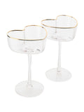Widdop heart shaped martini glasses, clear glass, imported from the UK